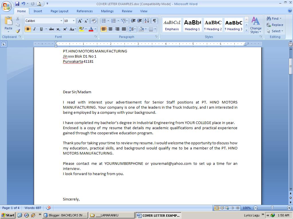 Email write cover letter